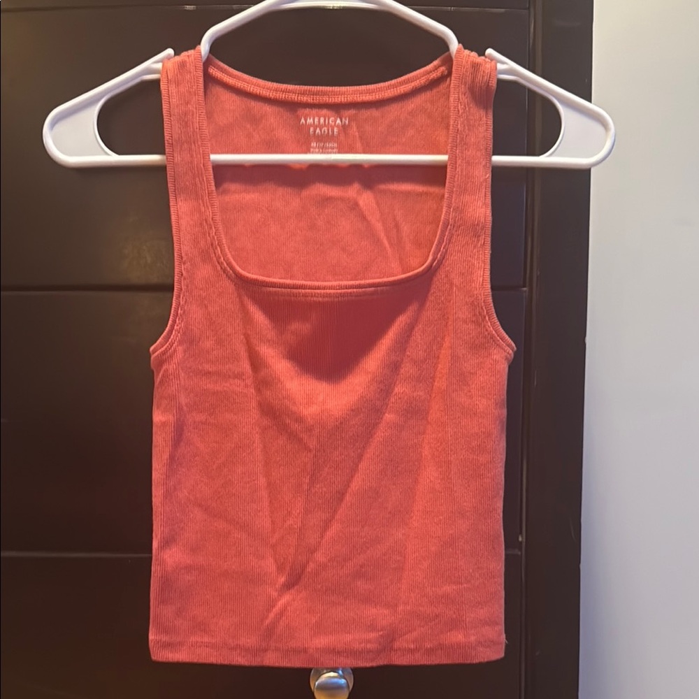 American Eagle Outfitters Pink Fitted Crop Tank Top